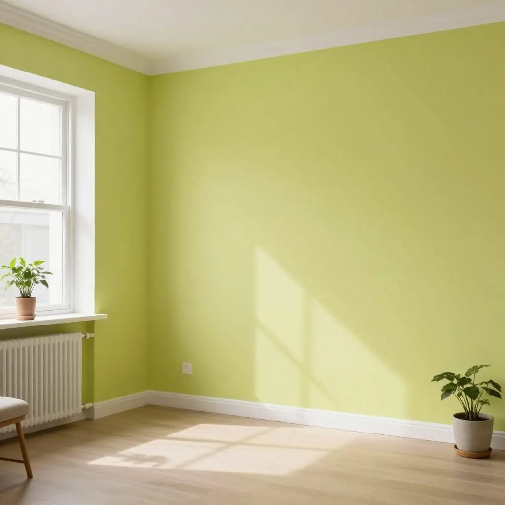 Pièce rénovée avec une peinture naturelle