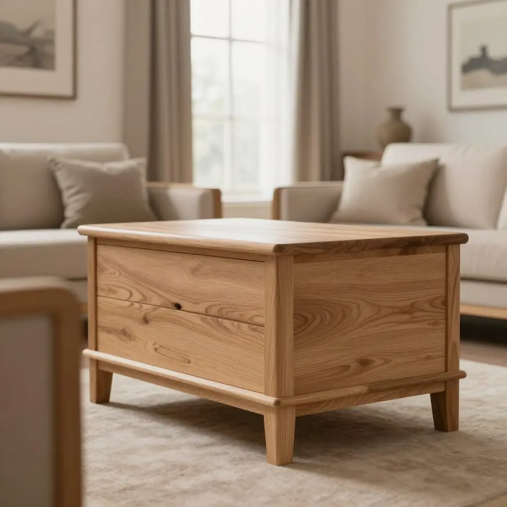 Mobilier en bois massif dans un salon à la décoration intemporelle