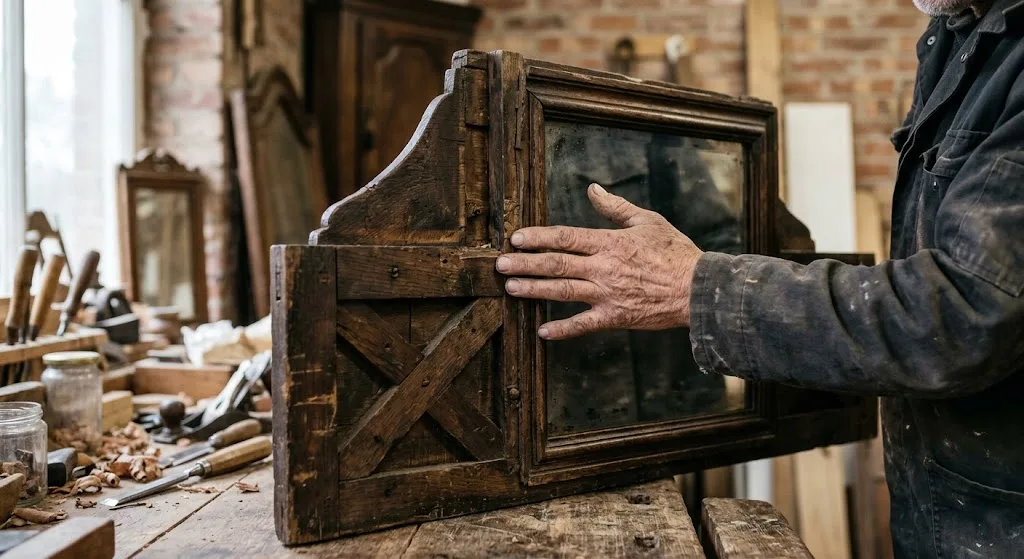 Inspection minutieuse d'un meuble ancien